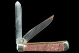 Pocketknife With Fossil Dinosaur Bone (Gembone) Inlays #101814-4